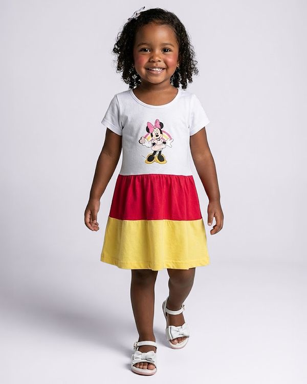 Vestido Bebê Curto Disney Estampa Minnie Três Marias Branco 3
