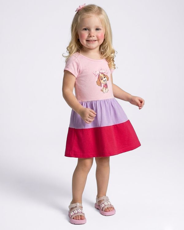 Vestido Bebê Três Marias Patrulha Canina Skye Rosa 3