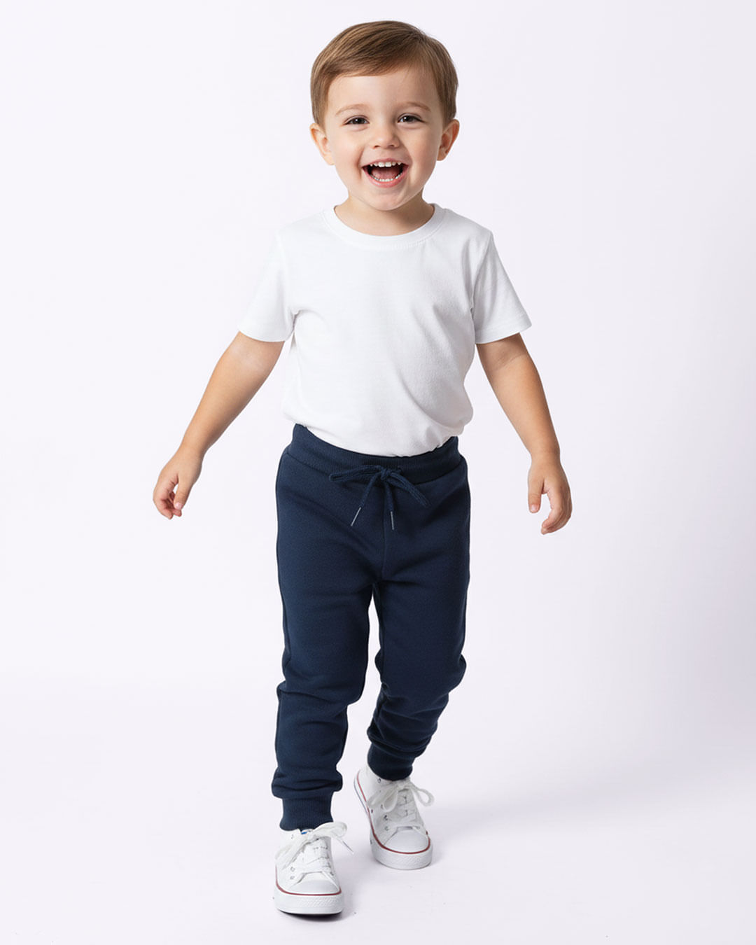 Calça Moletom Bebê Jogger Com Bolso Marinho