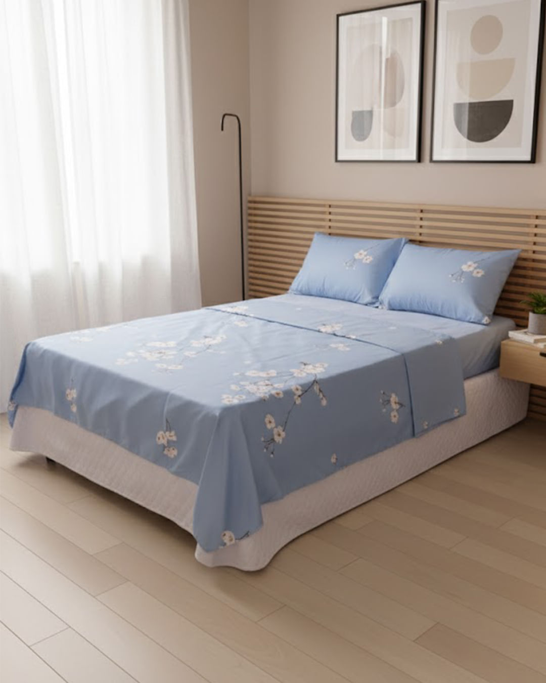 Jg-De-Cama-Queen-4pcs-Duplo-Micropercal---Azul-Floral