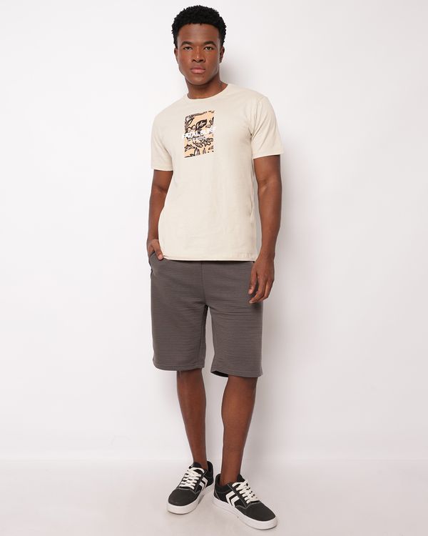 Bermuda Masculina Reta Canelada Bolsos com Zíper Selado Cinza P