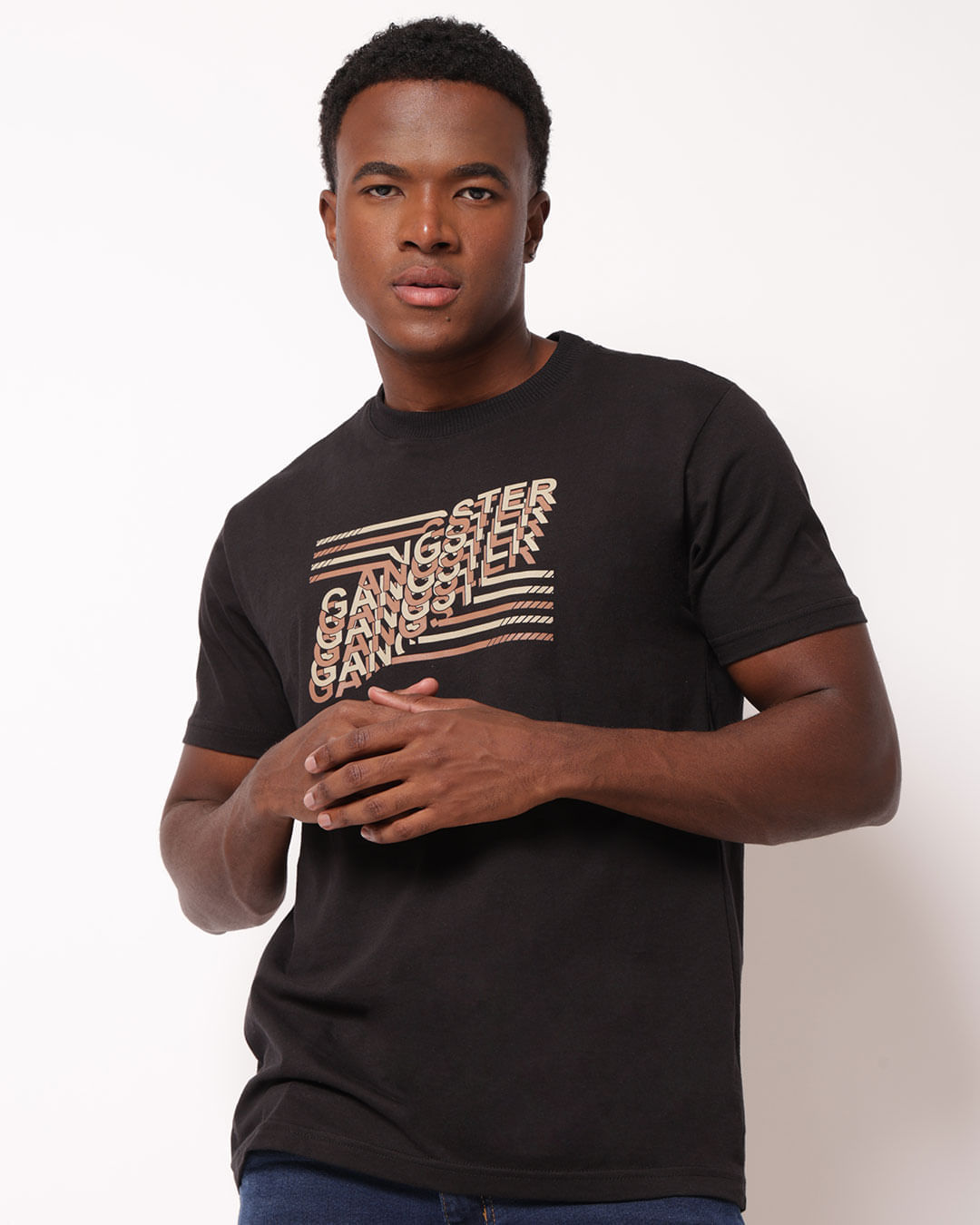 Camiseta Masculina Gangster Algodão Preta