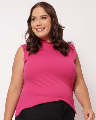 -Blusa-Plus-Size-Feminina-Canelada-Gola-Alta-Rosa