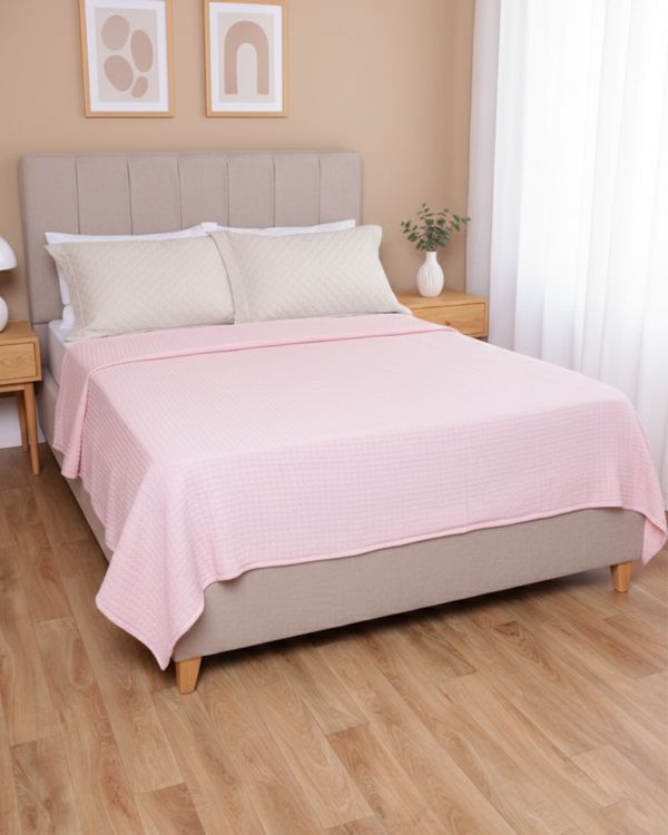 Colcha Casal 230cm x 210cm Texturizada Rosa UN