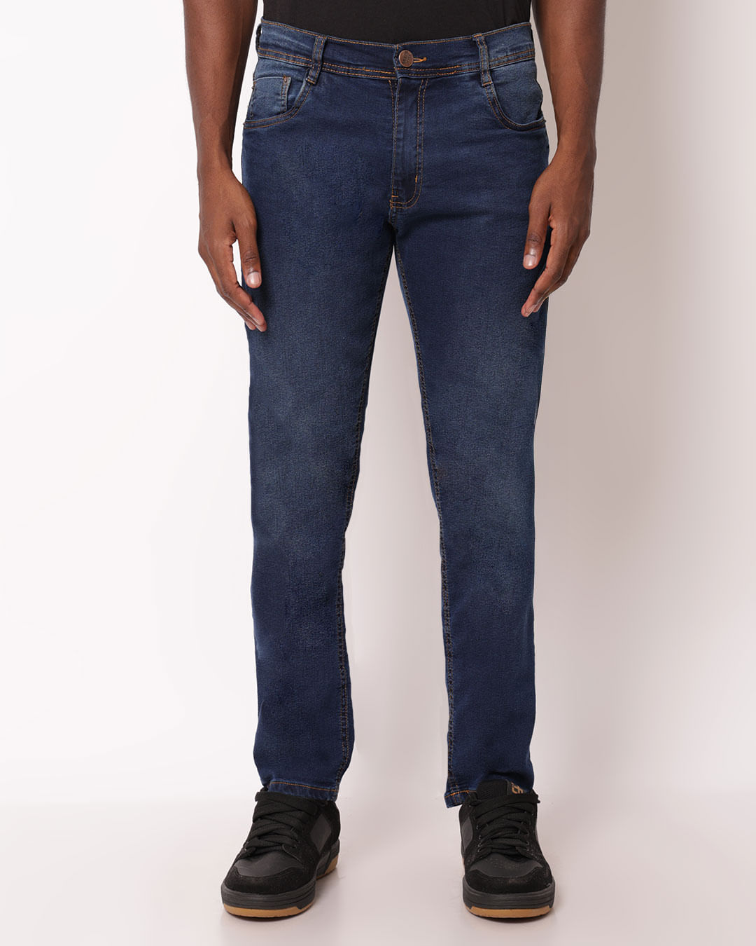 Calca-Jeans-Masculina-Slim-com-Bolsos-Pespontada-Azul--Ativo