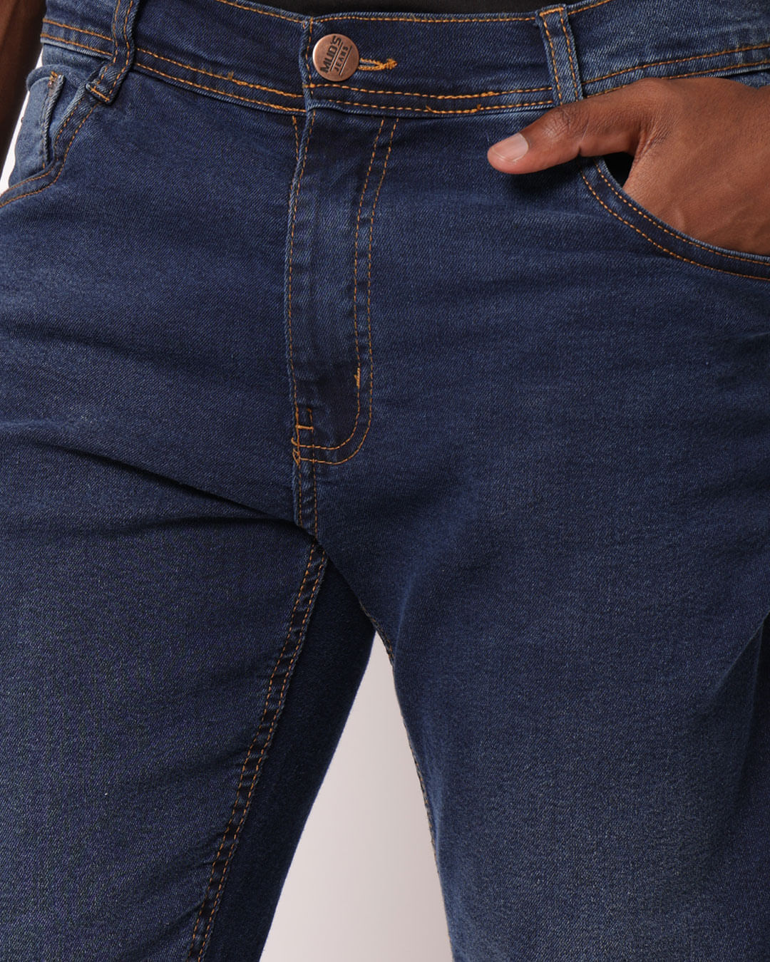 Calca-Jeans-Masculina-Slim-com-Bolsos-Pespontada-Azul--Ativo