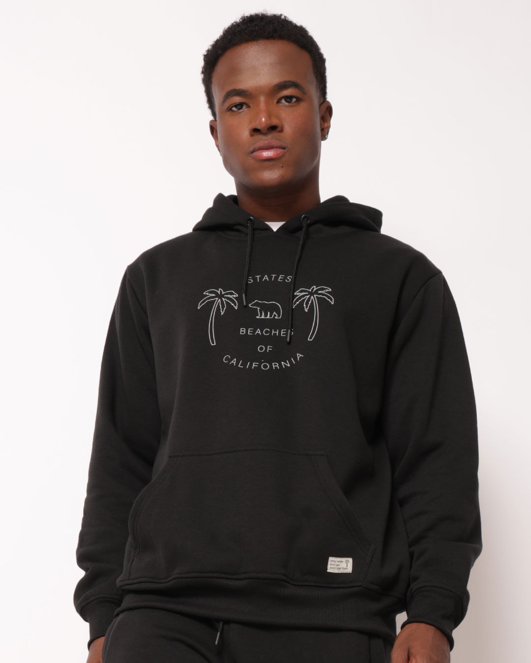 Blusão Moletom Masculino Beaches of California com Capuz Preto