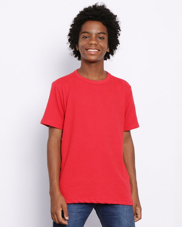 Camiseta Juvenil Manga Curta Texturizada Vermelha 16
