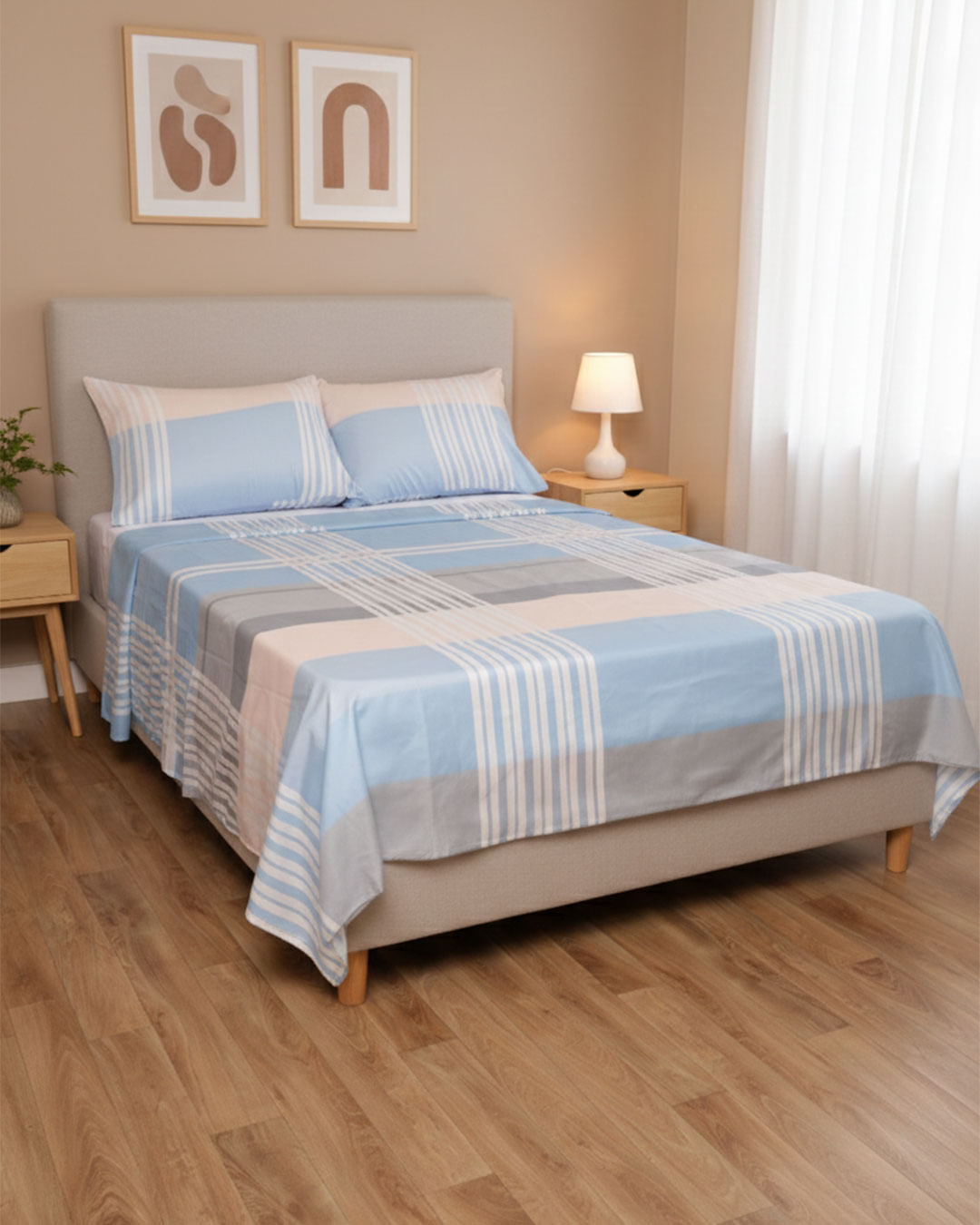 Jg-De-Cama-Queen-4pcs-Duplo-Micropercal---Azul-Listrado