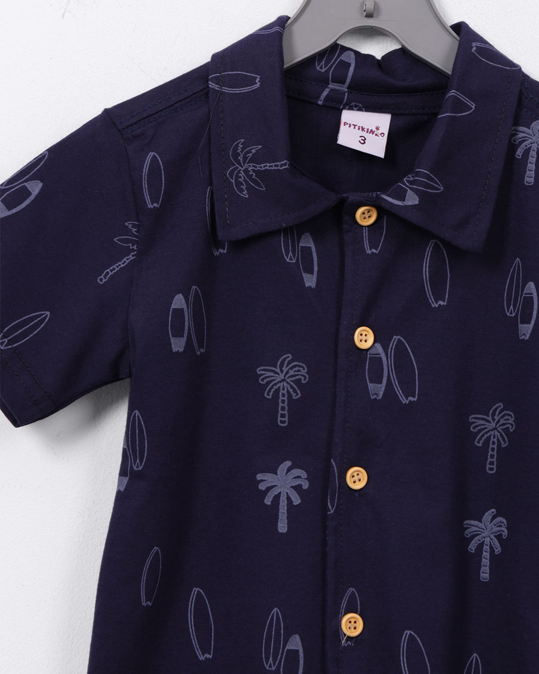 Camisa-Bebe-Algodao-Estampa-Tropical-Manga-Curta-Marinho
