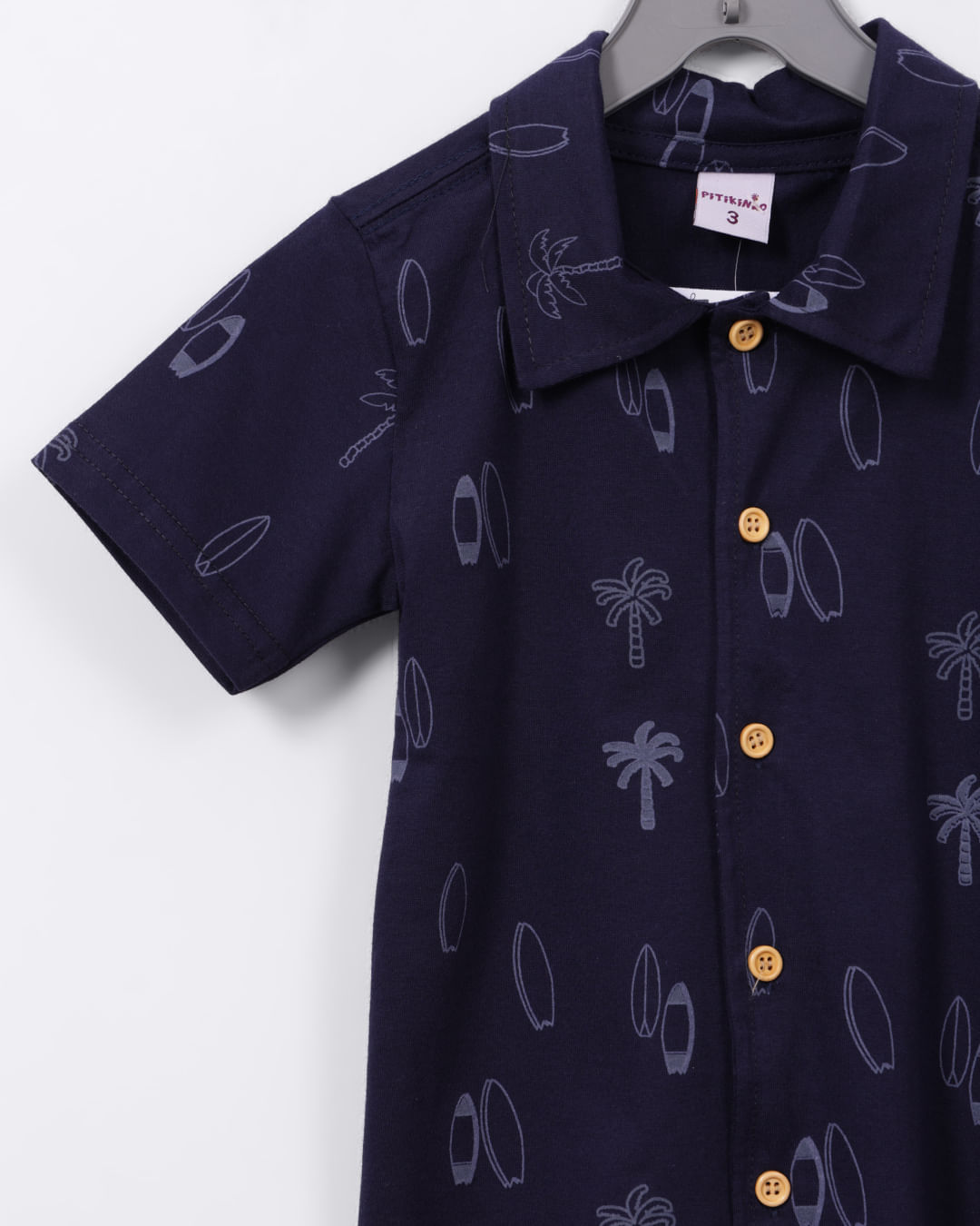 Camisa-Bebe-Algodao-Estampa-Tropical-Manga-Curta-Marinho