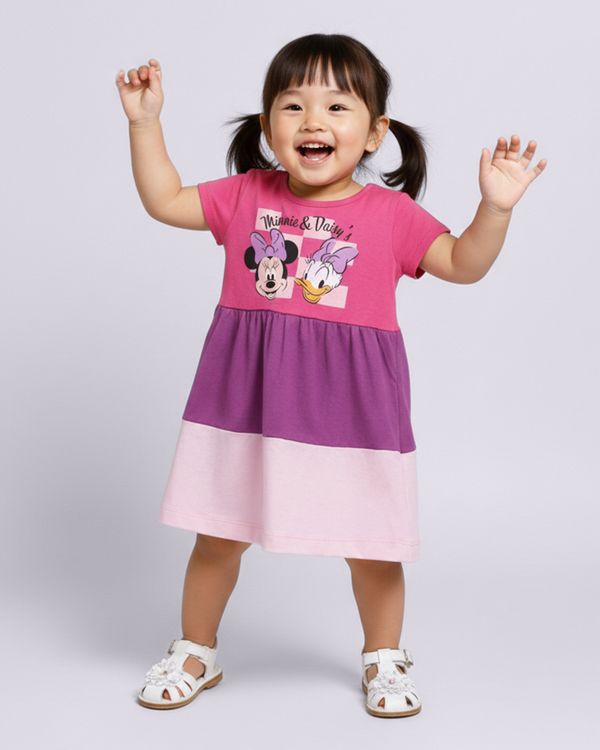 Vestido Bebê Curto Disney Minnie E Margarida Três Marias Rosa 1