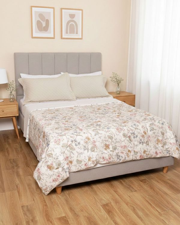 Edredom Casal Andreza 190cm x 210cm Dupla Face Floral Rosa UN