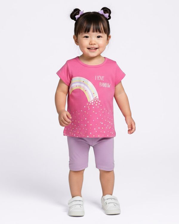 Camiseta Bebê Estampa Frontal Coraçõezinhos Manga Curta Rosa 2