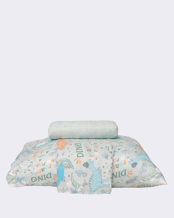 Jogo de Cama Infantil 3 Peças Solteiro Estampado Dinossauros Verde UN
