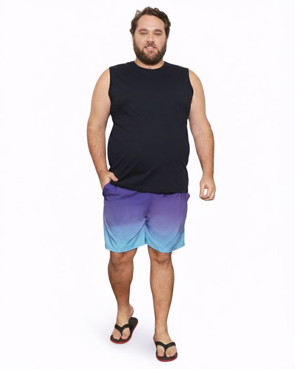 Bermuda Plus Size Masculina Esportiva Degradê Azul G3
