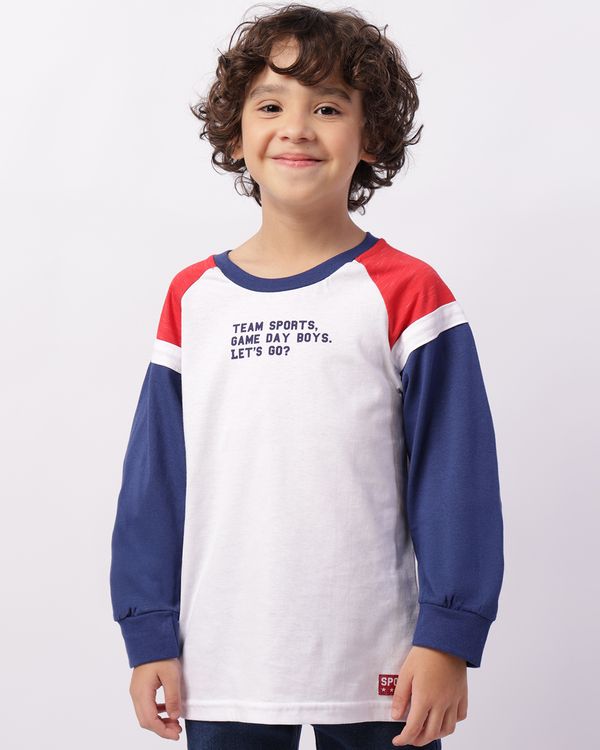 Camiseta Infantil Manga Longa Estampa Sports Branca 10