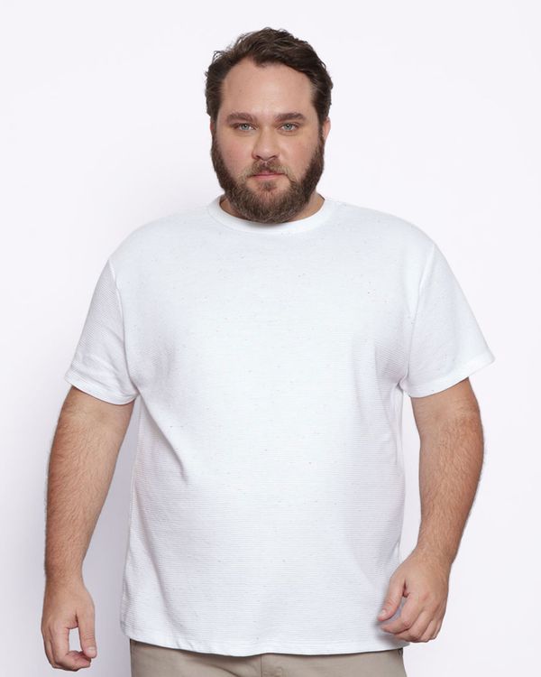 Camiseta Pluz Size Masculina Básica Texturizada Manga Curta Branca G1