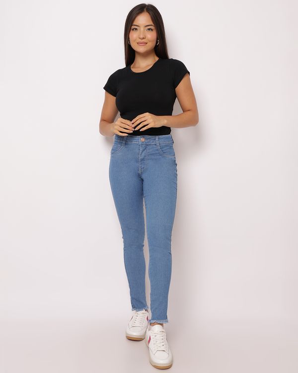 Calça Jeans Feminina Skinny Barra Desfiada Biotipo Azul 38