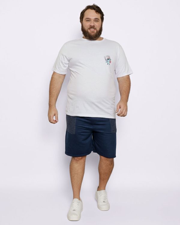 Bermuda Plus Size Masculina Moletinho Com Recortes Marinho G3