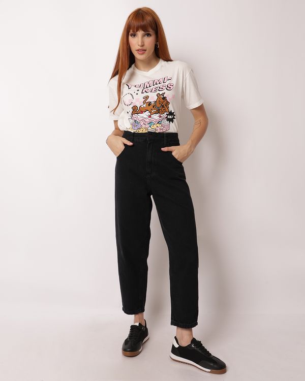 Calça Jeans Feminina Balloon com Bolsos Preta 38