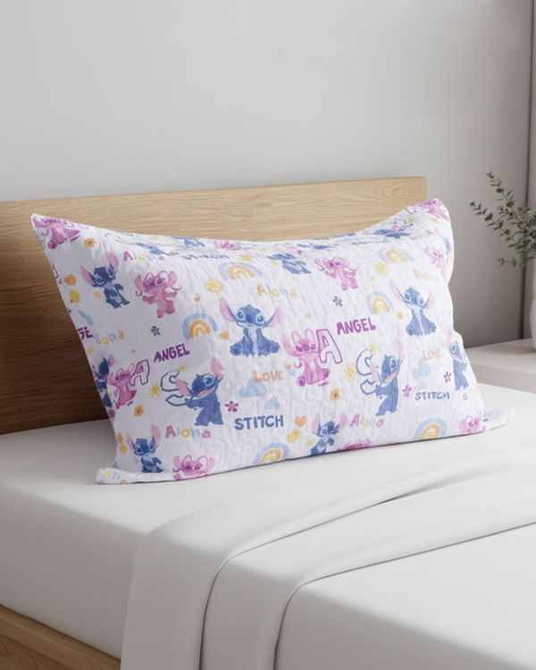 Porta Travesseiro Disney Estampa Angel E Stitch Azul UN