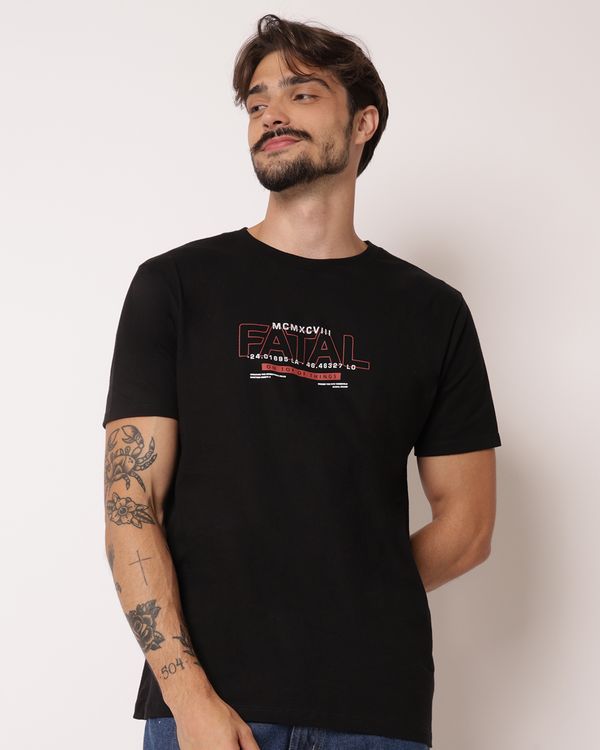 Camiseta Masculina Fatal Algodão com Estampa Preta M