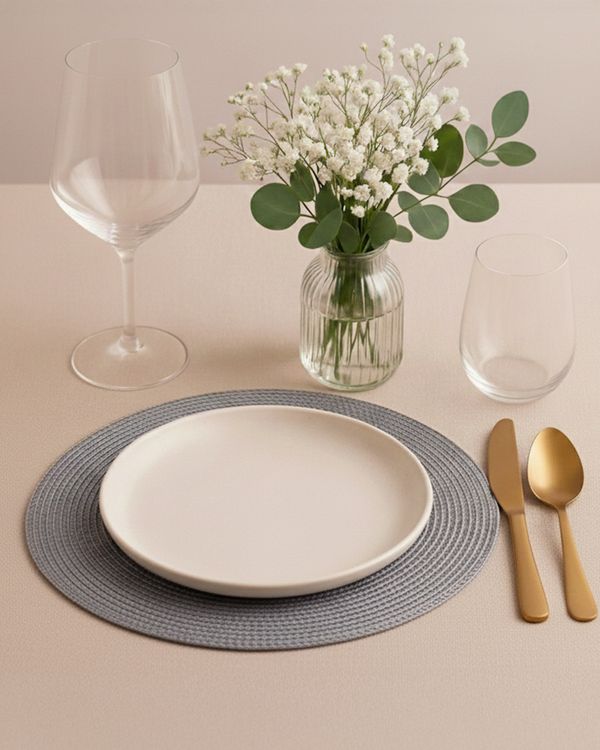 Lugar Americano Redondo 38cm Texturizado Cinza UN