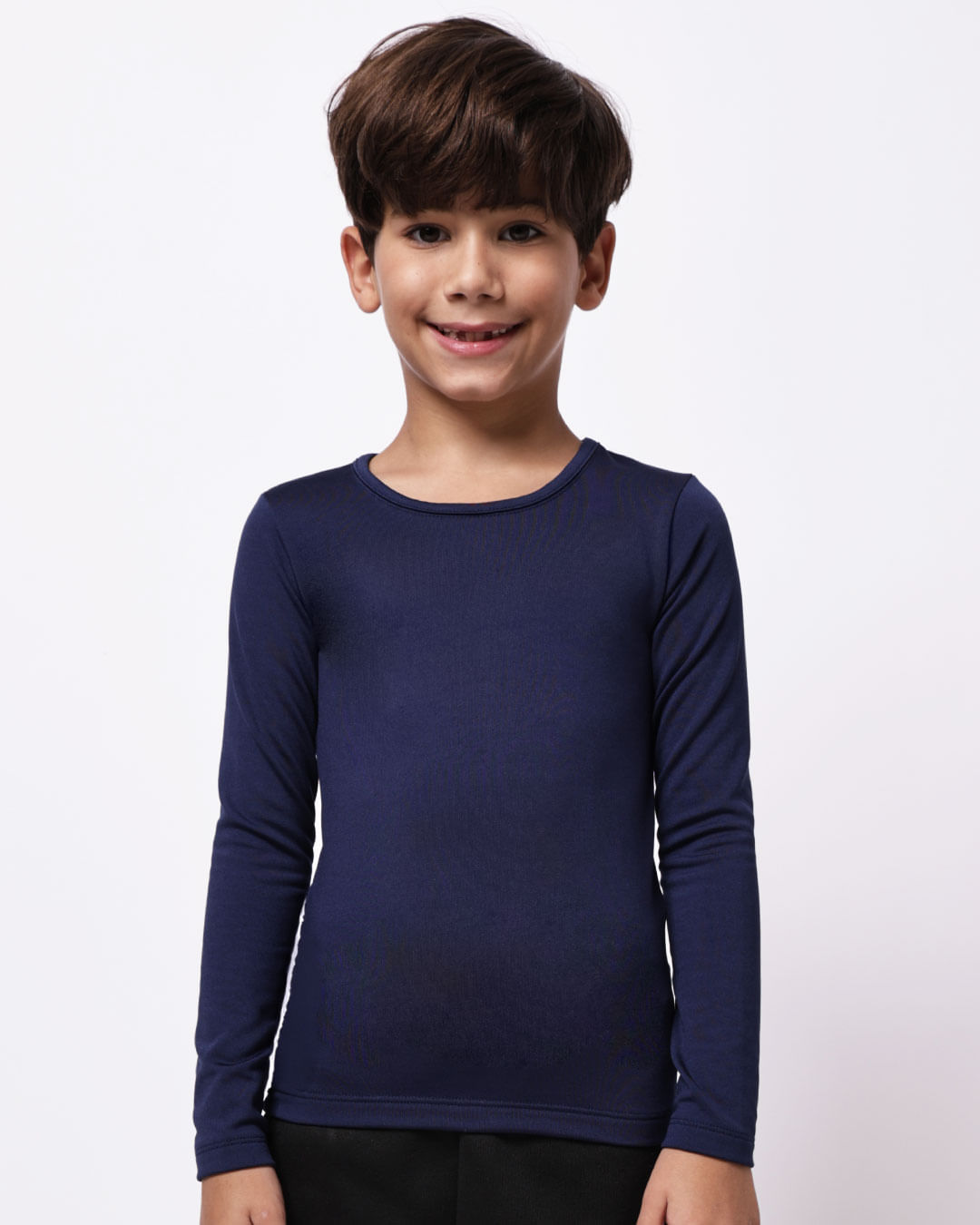 Camiseta Infantil Térmica Manga Longa Lisa Marinho