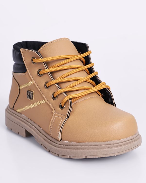 Bota Bebê Ortobaby Coturno Com Cadarço Mostarda 18