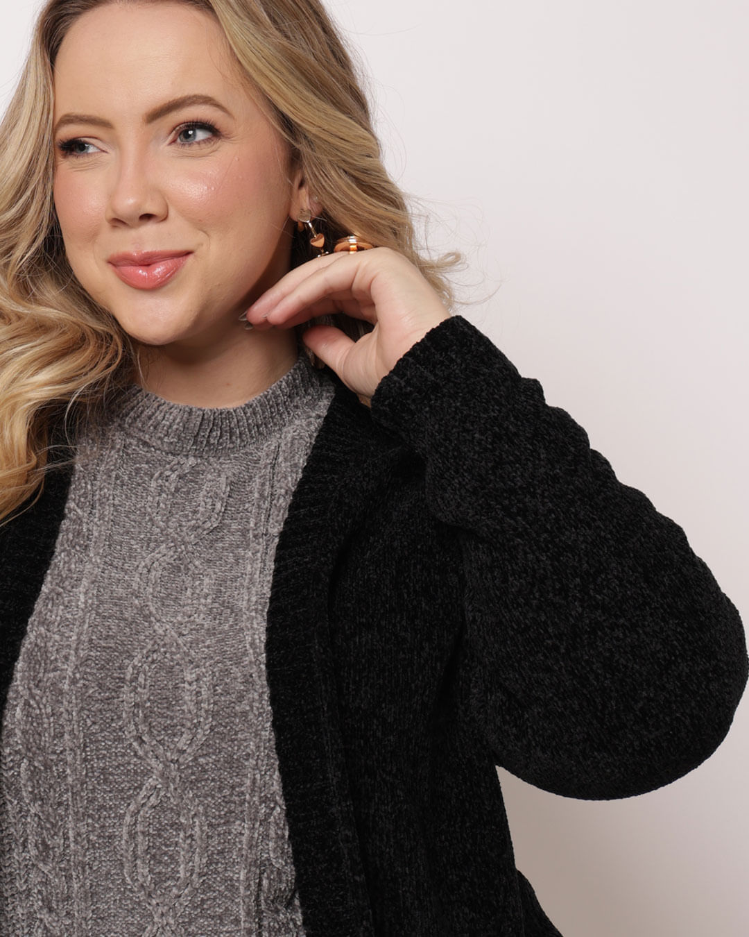 Cardigan-Cgctgc010co-Chenille---Preto