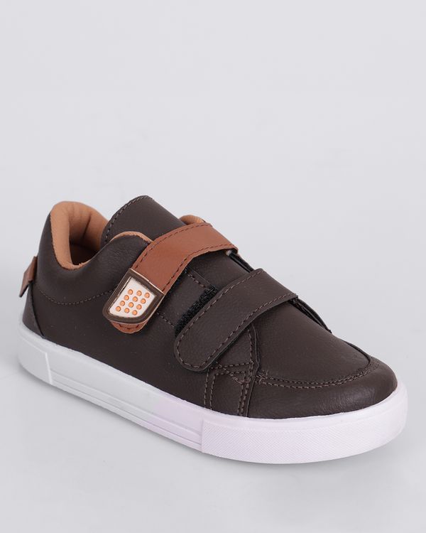 Tênis Infantil Casual com Tiras Fixadoras Marrom 21