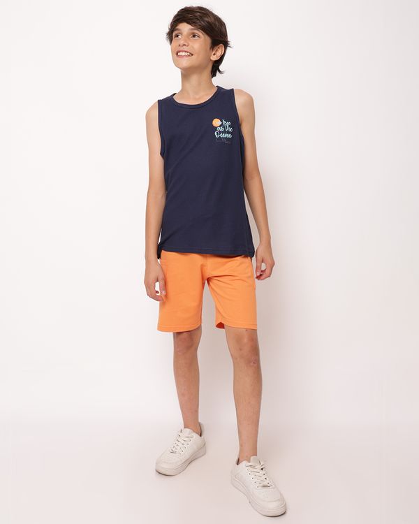 Bermuda Juvenil Reta Moletinho Bolsos Cargo Texturizada Laranja 14
