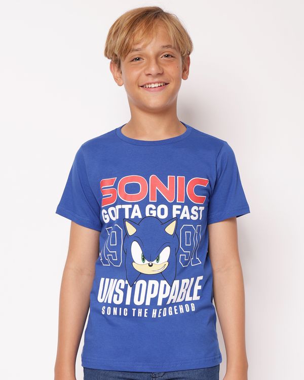 Camiseta Juvenil Algodão Estampa Sonic Azul 18