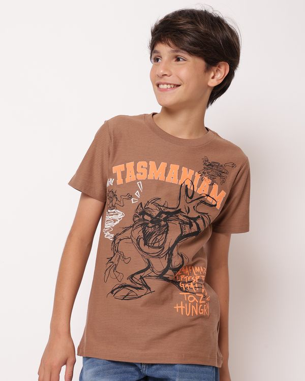 Camiseta Juvenil Algodão Texturizado Estampa Taz Marrom 4