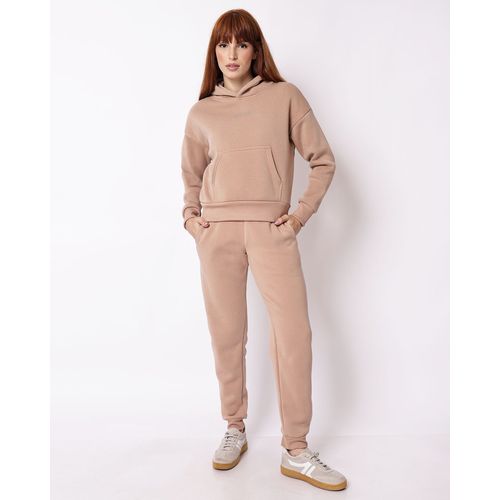 Calça Moletom Feminina Jogger com Bolsos Bege