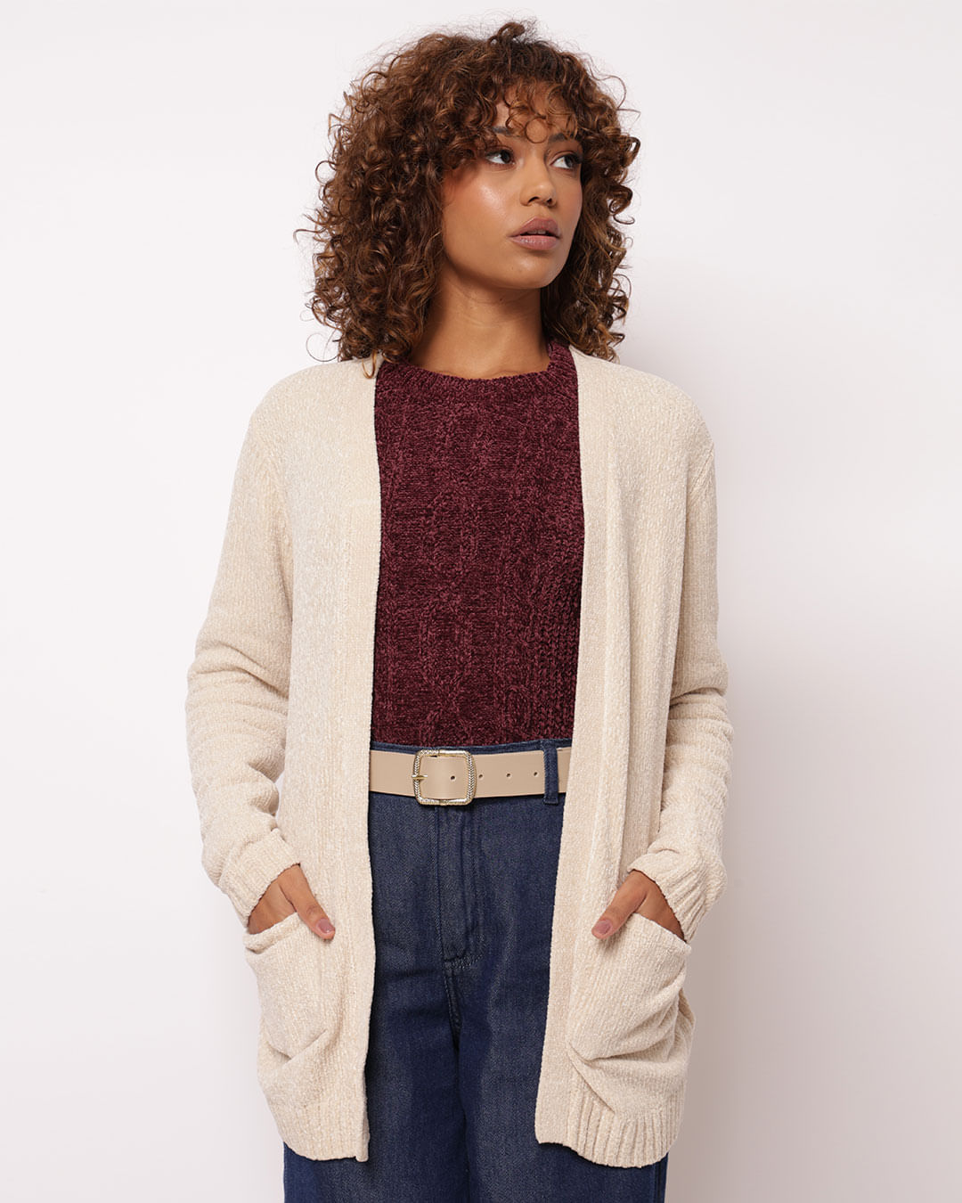 【TGOR】Roop jacquard glove cardigan IVORY Ivory Upstate Cable Knit Cardigan