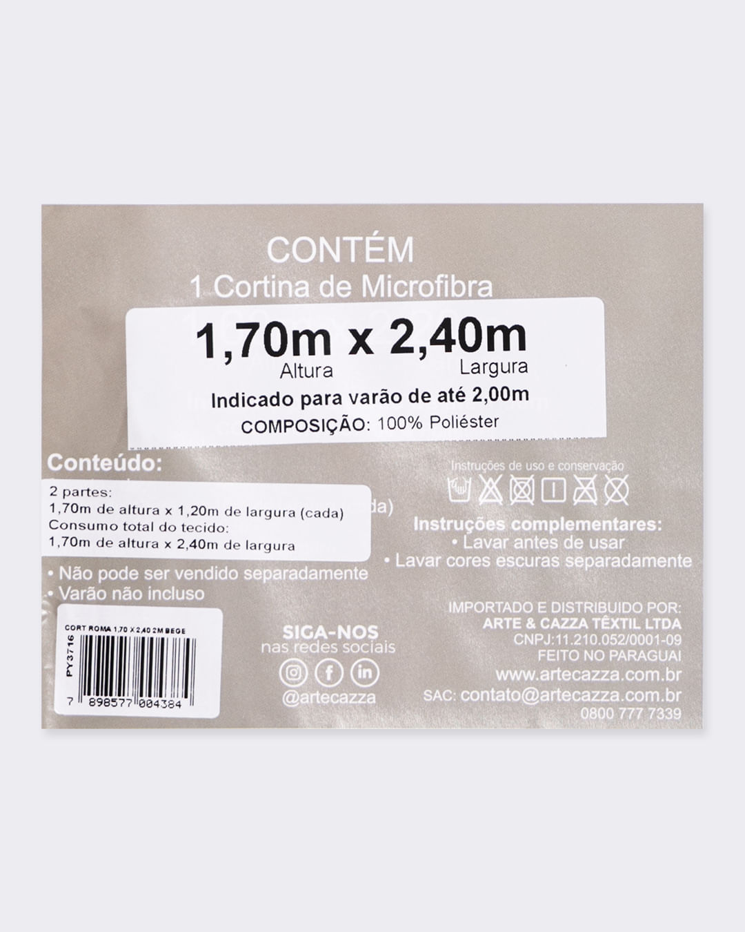 Cortina-Roma-Para-Varao-Ate-2-Mts-Bge---Bege