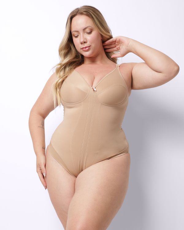 Body Modelador Plus Size Feminino Alta Compressão Bege 54