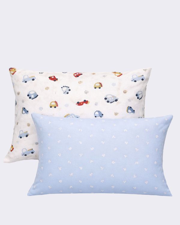 Kit Fronha Bebê 2 Peças Bublim Baby Estampa Carrinhos Azul UN