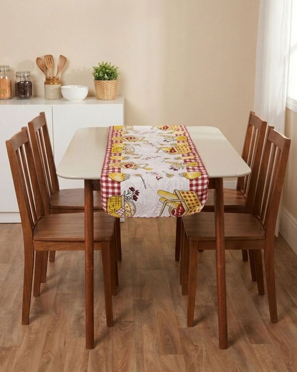 Trilho de Mesa Raner 140cm x 40cm Estampa Xadrez Vermelho UN