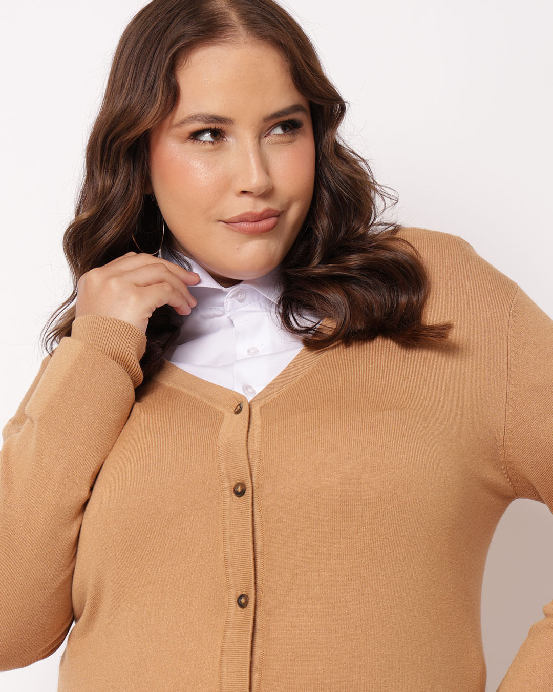 Cardigan--Trico-Liso-Dec-V---Bege