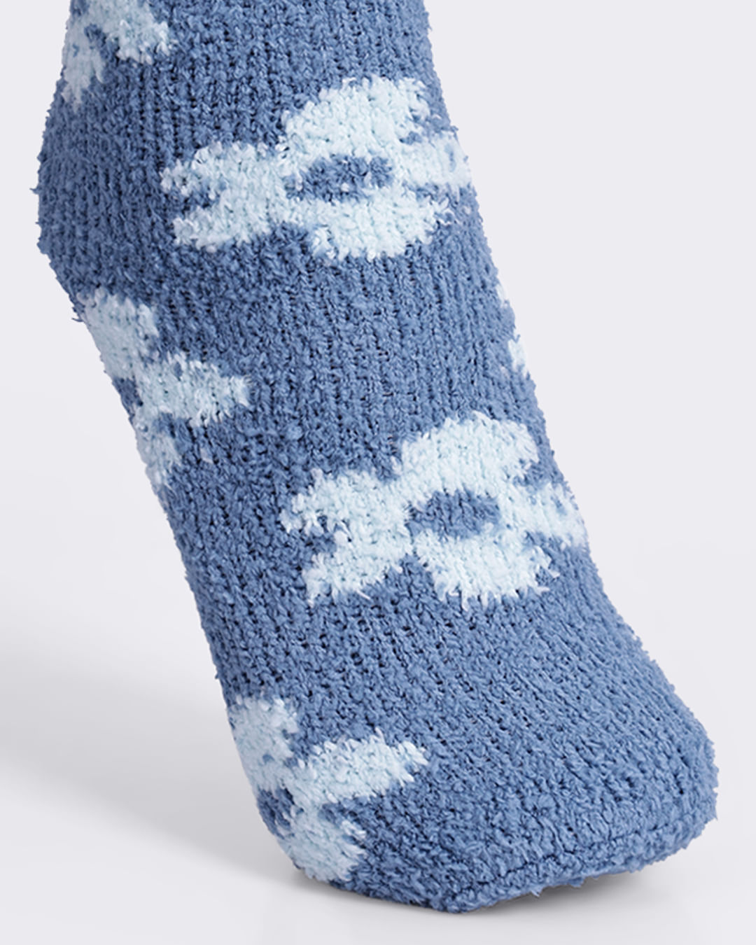 Meia-Chenille-Longa-Flor---Azul