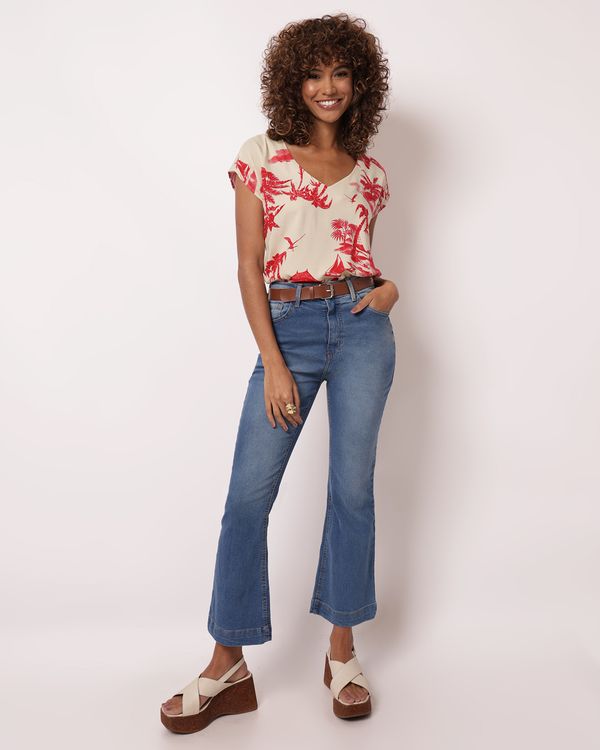 Calça Jeans Feminina Bootcut com Bolsos Azul 38