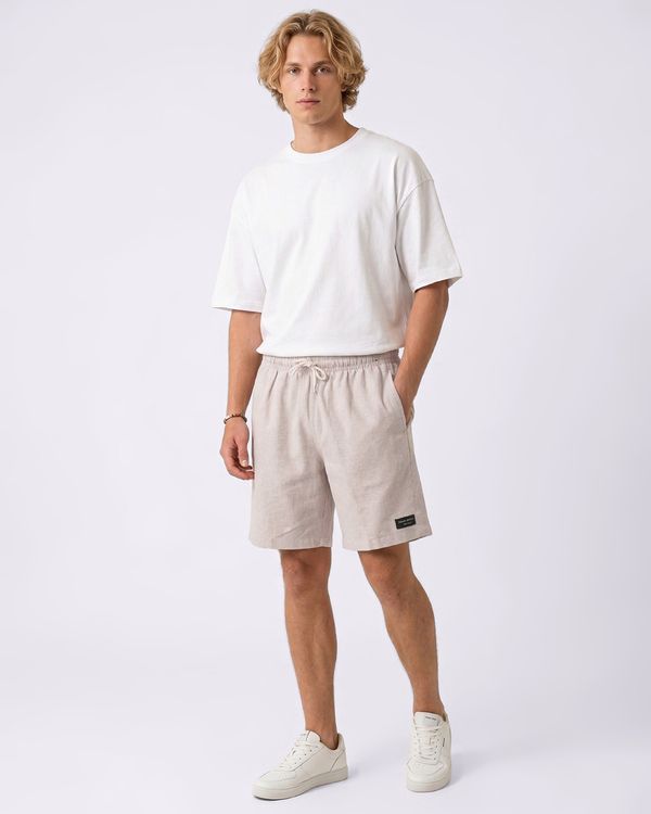 Bermuda Masculina Reta Viscolinho com Bolsos Off White M