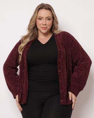 Cardigan-Aw24knits-Chenille-Botoes---Vinho