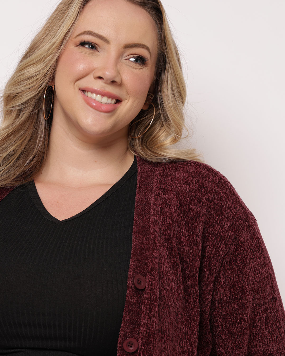 Cardigan-Aw24knits-Chenille-Botoes---Vinho