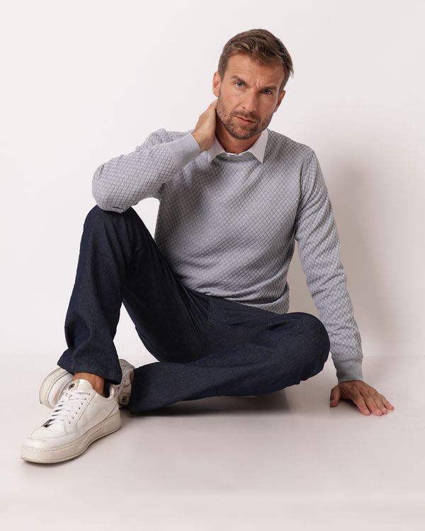 Suéter Masculino Tricô Texturizado Cinza P