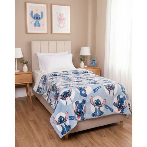Manta Infantil Stitch Dupla Face Sherpa Azul
