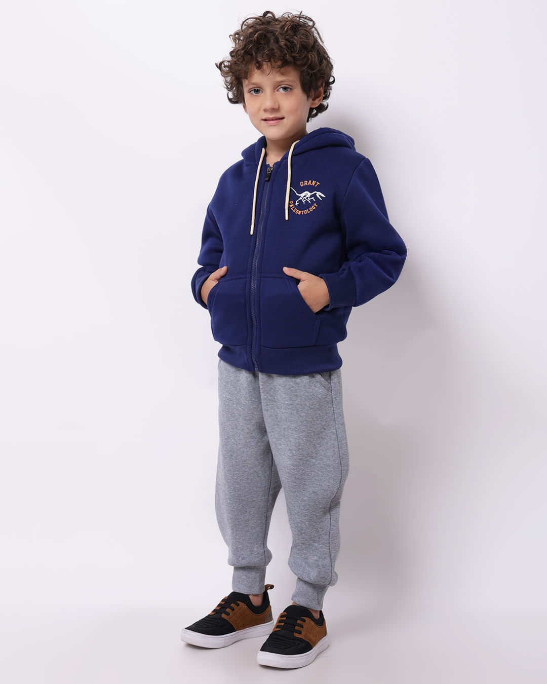 Conjunto Moletom Infantil com Capuz Marinho